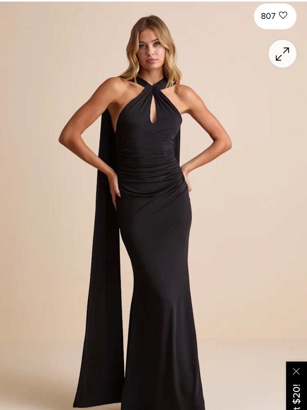 Elegant Black Halter Evening Dress